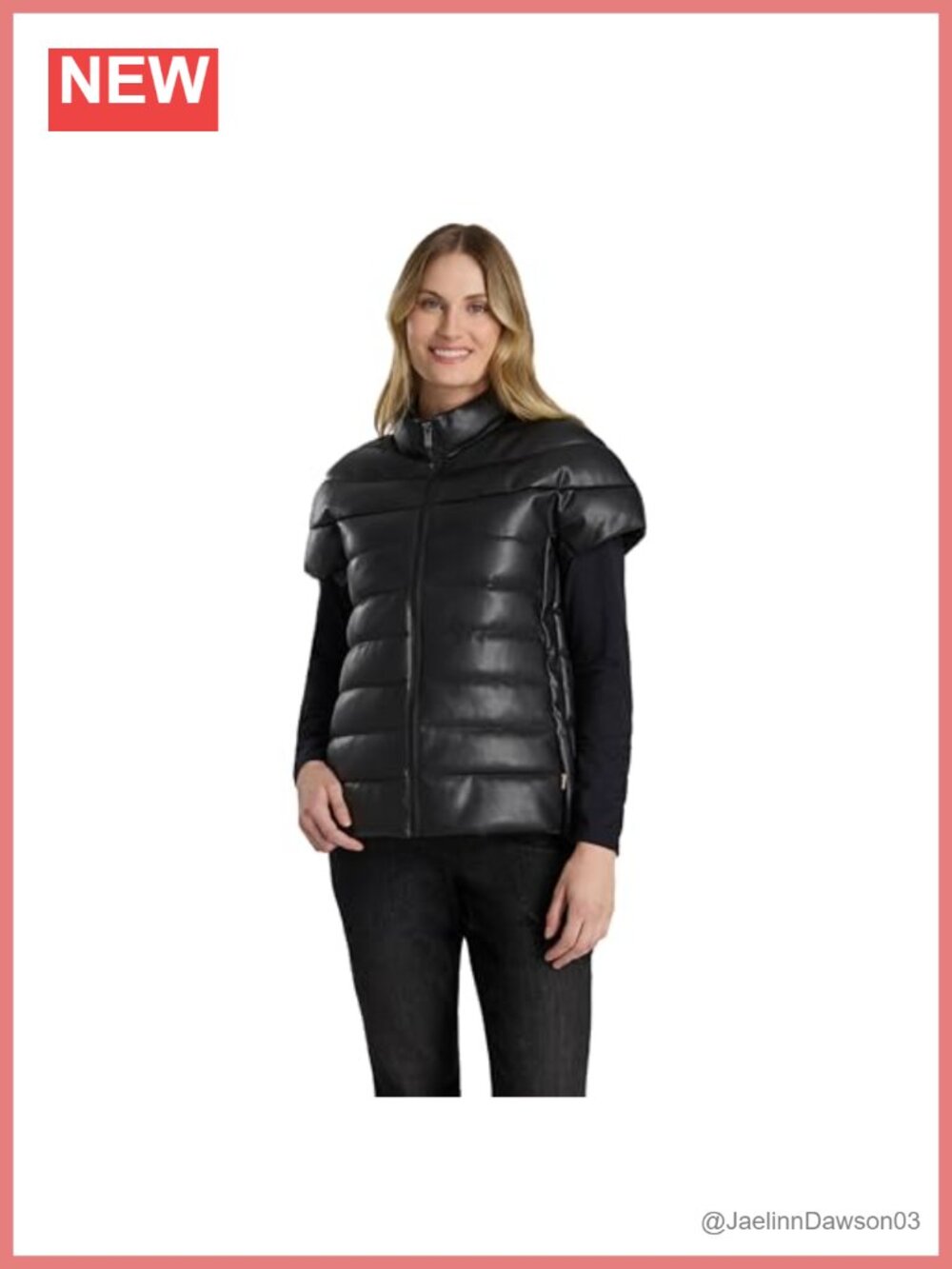 Martha Stewart PU Quilted Puffer Vest Lightweight Sleeveless Zip Up